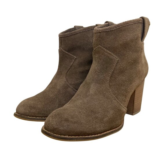 Splendid Women’s Brown Suede With Stacked Heel Western Ankle Boots Size 6.5-7 - Picture 3 of 10